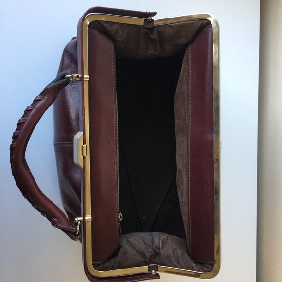 ✨SOLD✨ Vintage Hand Bag 1980's brown/dark red Leather - Picture 10 of 13